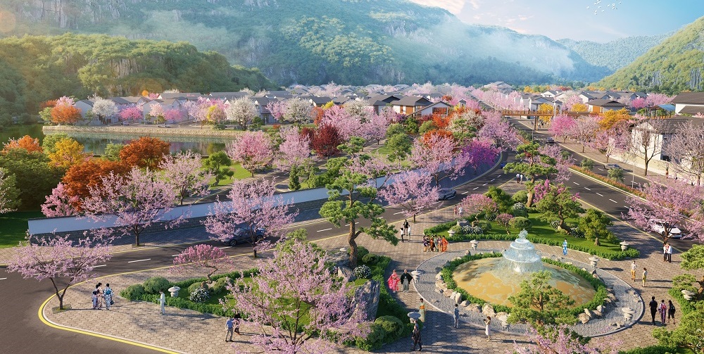 Hình ảnh phối cảnh biệt thự khoáng nóng Sun Onsen Village - Tiện ích vườn hoa