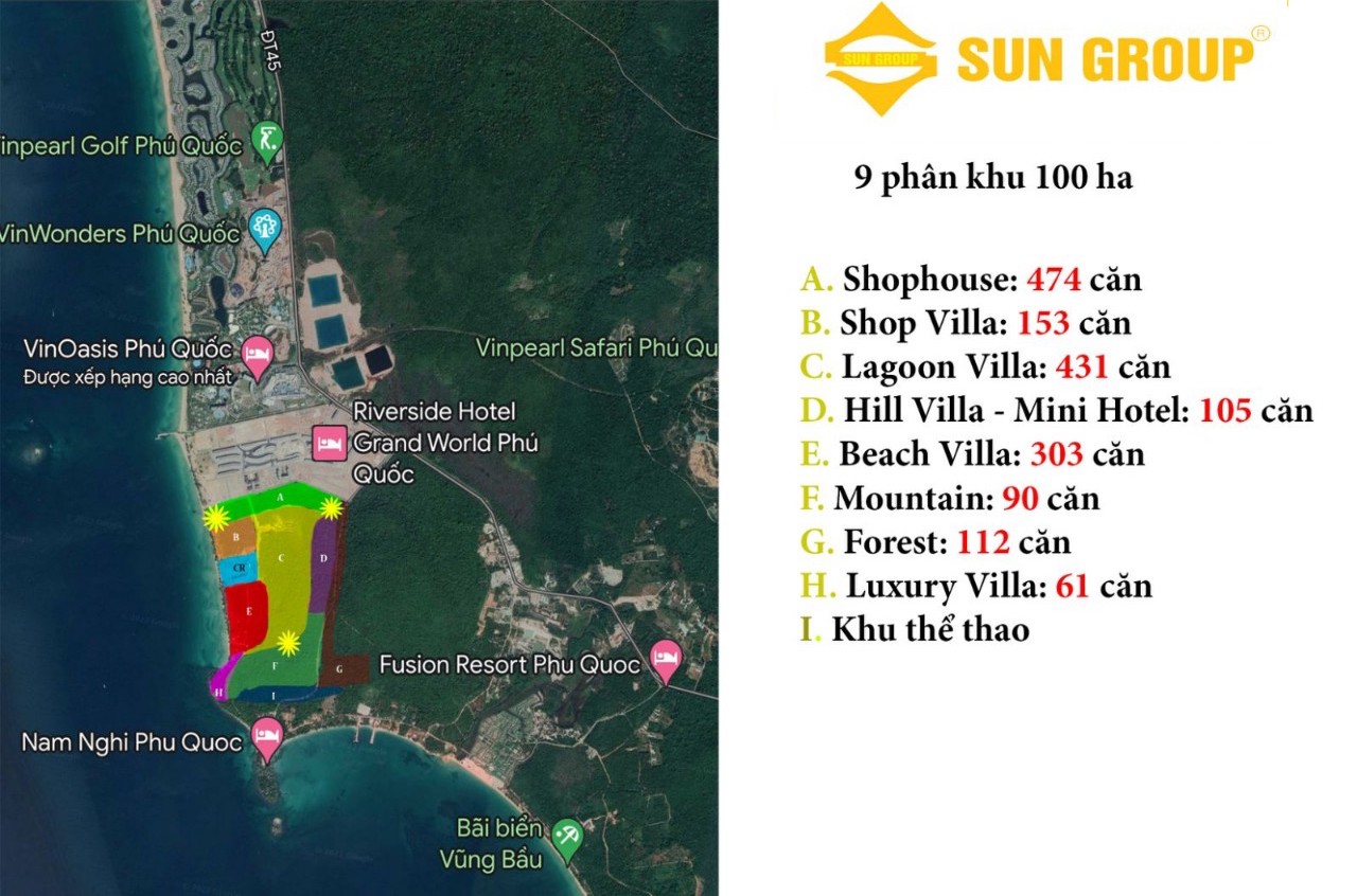 Các phân khu tiêu điểm của dự án Sun Secret Valley Phú Quốc